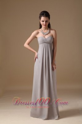 Clearence Grey Empire Sweetheart Floor-length Chiffon Ruch Bridesmaid Dress