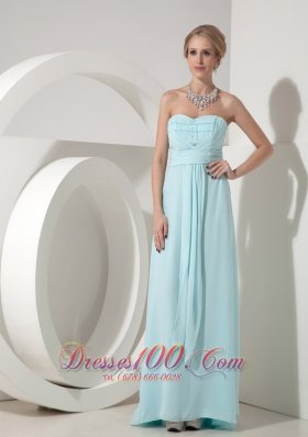 Clearence Custom Made Baby Blue Elegant Bridesmaid Dress Column Sweetheart Chiffon Beading and Ruch Floor-length