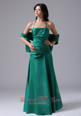 Clearence Halter Dark Green Ruched Bodice For Prom / Evening Dress With Floor-length Taffeta