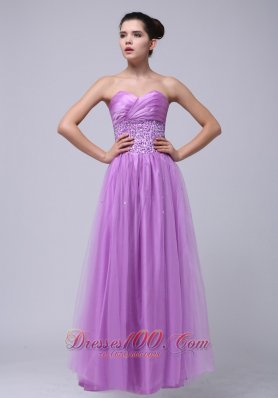 ... Lavender Beaded Decorate and Ruch Sweetheart Prom Dress With Tulle