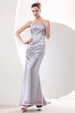 Clearence Discount Silver Column Strapless Ruch Prom / Evening Dress Ankle-length Taffeta