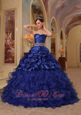 New Brand New Blue Quinceanera Dress Sweetheart Organza and Taffeta Beading Ball Gown