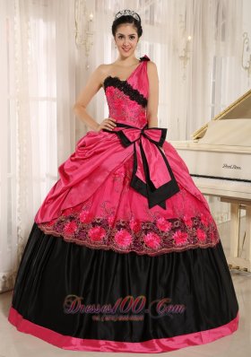 Coral Red One Shoulder In Arcadia California For 2013 Quinceanera Dress With Bowknot and Appliques Fashion