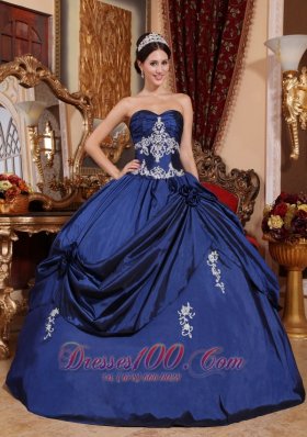 New Navy Blue Quinceanera Dress Sweetheart Satin Appliques Ball Gown Plus Size