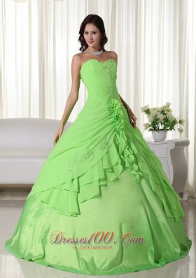 Spring Green Ball Gown Sweetheart Floor-length Chiffon Beading Quinceanera Dress Plus Size