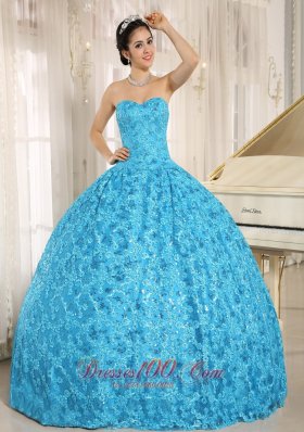 Puffy Embroidery and Sequins On Tulle Sweetheart Blue Quinceanera Dress In El Alto City