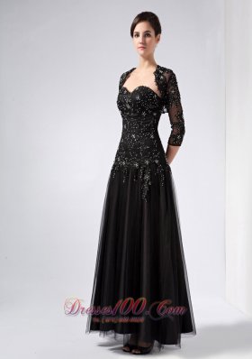 Best Customize Black Column Sweetheart Beading Prom Dress Ankle-length Tulle and Taffeta