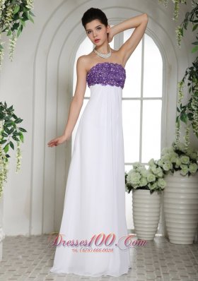Best White Simple Beaded Decorate Bust Prom Dress With Strapless