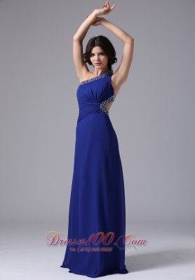 Best Peacock Blue and Beaded Decorate One Shoulder In Brea California For Prom Evening Dress