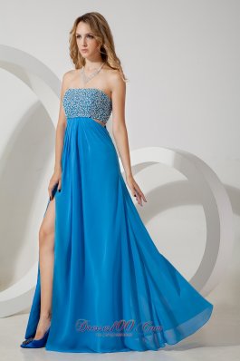 Best Sky Blue Homecoming Dress Empire Strapless Sequins Floor-length Chiffon