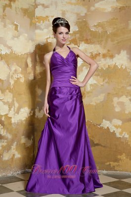 On Sale Purple Column V-neck Floor-length Taffeta Beading Prom Dress