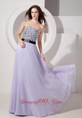 2013 Luxurious Lilac Empire Strapless Evening Dress Chiffon Beading Floor-length