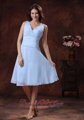 Chiffon V-neck Lilac Ruch Decorate Prom Dress With Knee-length In Avondale Arizona