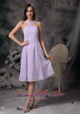 Simple Lilac Empire V-neck Prom / Homecoming Dress Chiffon Mini-length  Dama Dresses