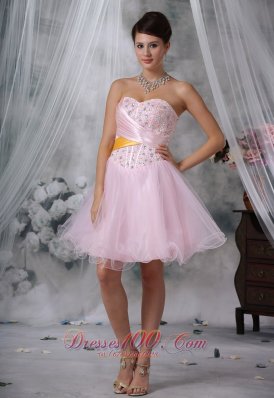 2013 Keokuk Iowa Beaded Decorate Up Bodice Baby Pink Mini-length Prom / Homecoming Dress For 2013