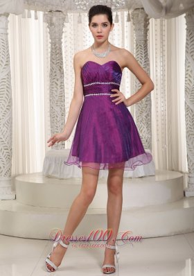 Cheap Popular A-line Sweetheart Mini-length Organza Beading Prom Dress