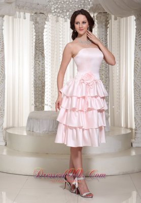 Cheap Wholesale Empire Ruffles Layered Homecoming Dress With Tea-length