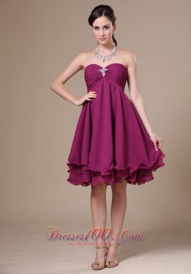Cheap Dark Purple Homecoming Dress With Sweetheart Neckline Knee-length Beaded Decorate