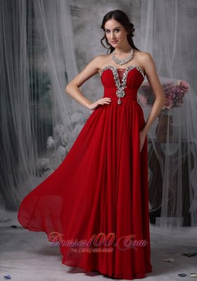 2013 Beautiful Wine Red Strapless Chiffon Prom / Evening Dress with Beading