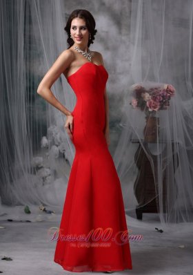Discount Fashionable Red Evening Dress Mermaid Sweetheart Chiffon and Floor-length