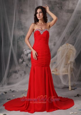 Celebrity Elegant Red Mermaid  Trumpet Evening Dress Sweetheart ...