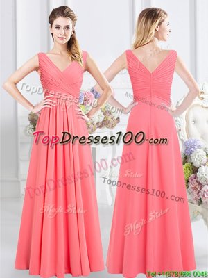 Sumptuous Sleeveless Zipper Vestidos de Damas Watermelon Red Chiffon