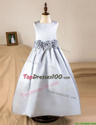 Hot Sale Sleeveless Zipper Floor Length Hand Made Flower Toddler Flower Girl Dress