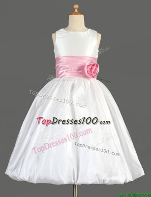 Traditional Scoop Floor Length A-line Sleeveless White Flower Girl Dresses Zipper