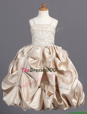 Wonderful Spaghetti Straps Sleeveless Taffeta Flower Girl Dresses for Less Beading and Pick Ups Zipper