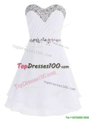 Luxury White Sleeveless Chiffon Zipper Cocktail Dresses for Prom and Party