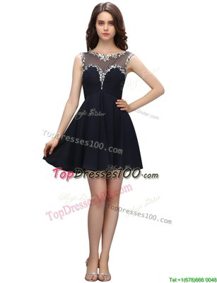 Glamorous Mini Length Black Teens Party Dress Bateau Sleeveless Zipper