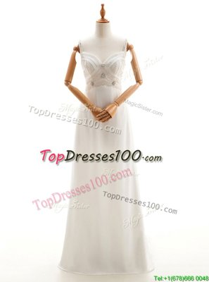 Sleeveless Backless Floor Length Beading Bridal Gown