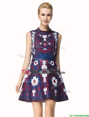 Low Price Mini Length Multi-color Party Dress Wholesale Scoop Sleeveless Zipper