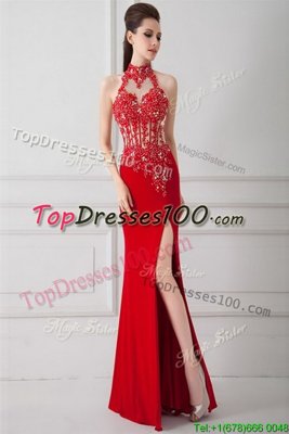 Best Selling Silk Like Satin Sleeveless Floor Length Dress for Prom and Beading and Appliques