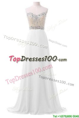 Low Price Floor Length Ball Gowns Sleeveless White Evening Dress Lace Up