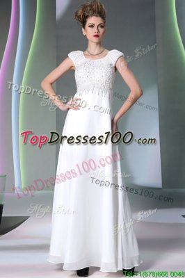 Amazing Scoop White Column/Sheath Lace Evening Dress Zipper Chiffon Sleeveless Floor Length