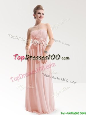 Noble Floor Length Column/Sheath Sleeveless Baby Pink Prom Gown Zipper