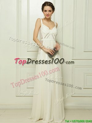 Best Selling White Sleeveless Chiffon Zipper Homecoming Dress for Prom and Party