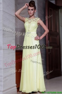 Halter Top Peach Sleeveless Floor Length Beading and Sashes|ribbons Zipper Prom Party Dress