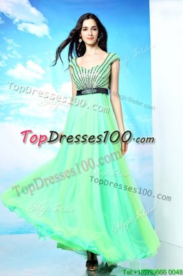Elegant Column/Sheath Prom Party Dress Multi-color Bateau Chiffon Sleeveless Floor Length Backless