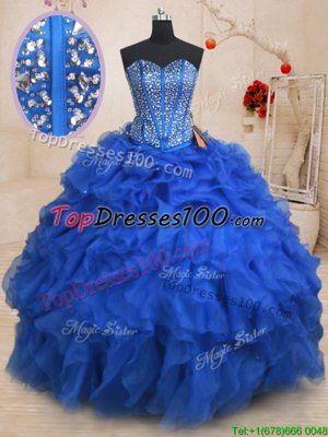 Clearance Pink Sleeveless Organza Lace Up Ball Gown Prom Dress for Military Ball and Sweet 16 and Quinceanera