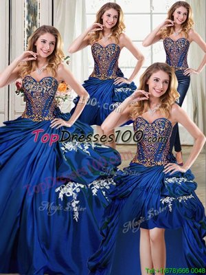 Delicate Four Piece Sleeveless Beading and Appliques and Pick Ups Lace Up 15 Quinceanera Dress