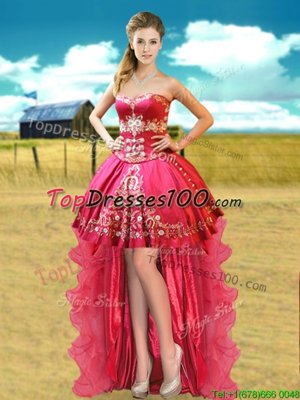 Graceful Organza and Taffeta Sleeveless High Low Celebrity Dresses and Beading and Appliques