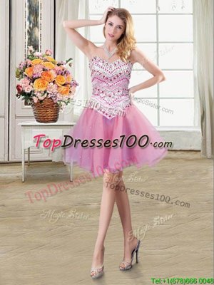 Affordable Lilac Sweetheart Neckline Beading Casual Dresses Sleeveless Lace Up
