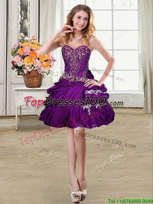 Custom Designed Purple Sweetheart Neckline Beading and Appliques and Pick Ups Cocktail Dresses Sleeveless Lace Up