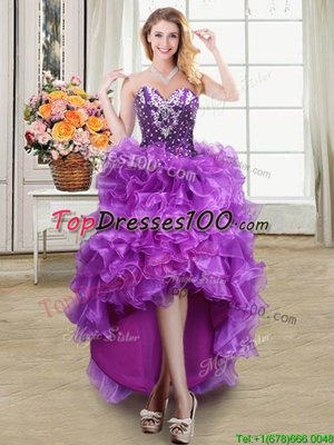 Fancy Sweetheart Sleeveless Taffeta Homecoming Dress Beading and Embroidery and Pick Ups Lace Up