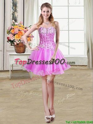 Lilac Sweetheart Lace Up Sequins Club Wear Sleeveless