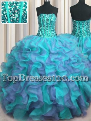 Super Taffeta Sleeveless Floor Length Quince Ball Gowns and Beading and Appliques and Pick Ups