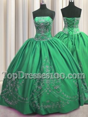 Custom Fit Three Piece Visible Boning Multi-color Ball Gowns Beading Vestidos de Quinceanera Lace Up Tulle Sleeveless Floor Length