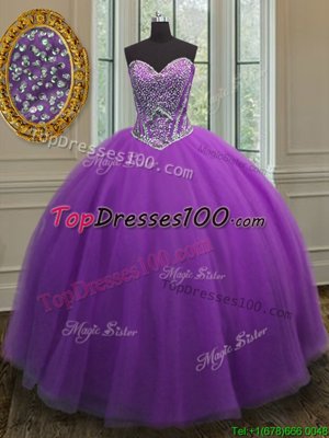 Low Price Lavender Sleeveless Tulle Lace Up Quinceanera Dresses